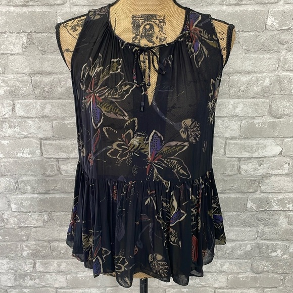 Wilfred Black Floral Peplum Blouse - Picture 1 of 6